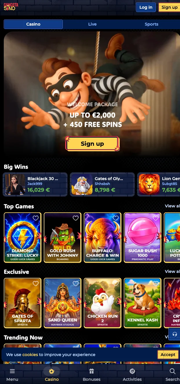 L'application Gangstasino Casino